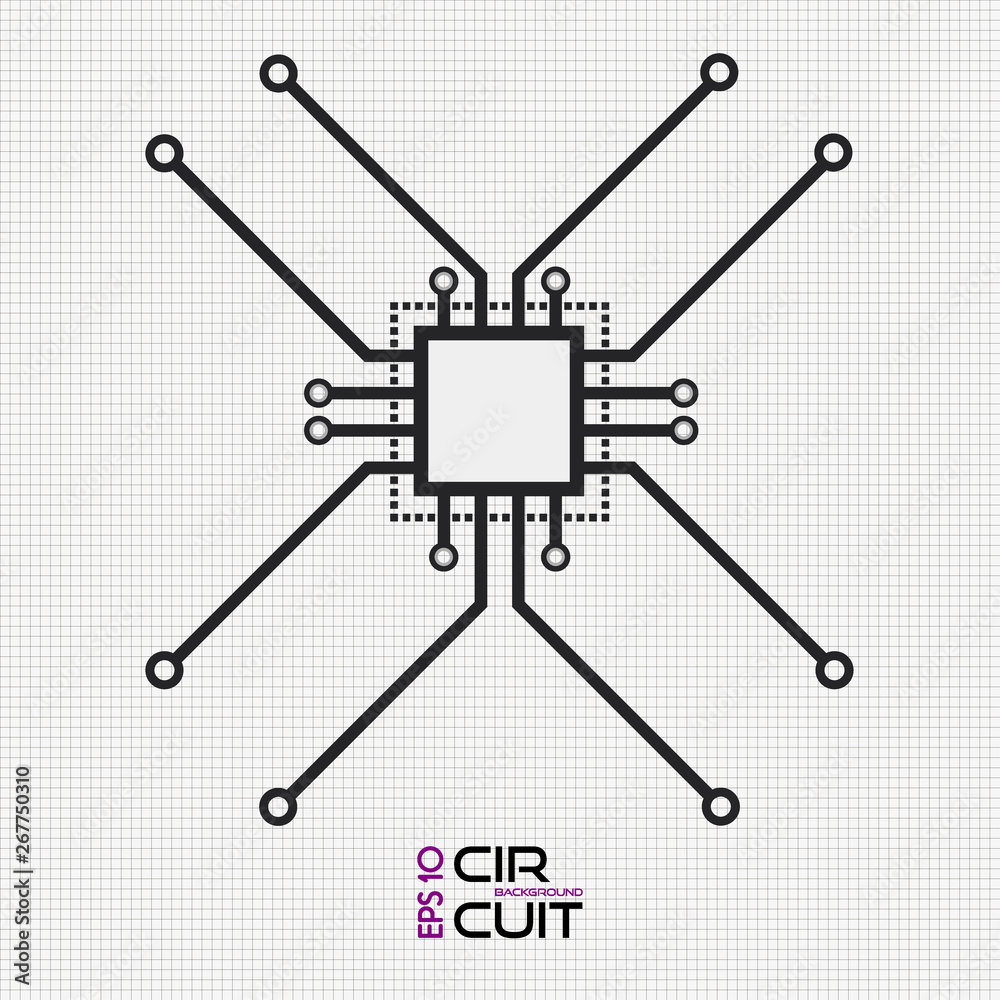 Poster circuit board chip icon. abstract flat cpu illustration. vector