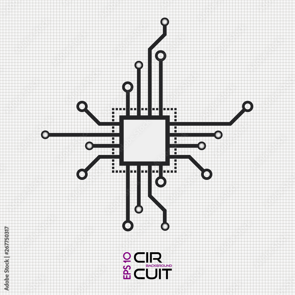 Poster circuit board chip icon. abstract flat cpu illustration. vector