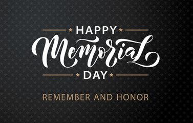 Memorial Day. Remember and honor. Vector illustration Hand drawn text lettering with stars for Memorial Day in USA.