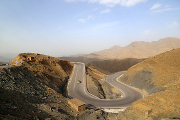Mountain landscape on the road from Marrakesh to Ouarzazate.