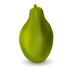 Realistic pawpaw. Tropical fruit isolated on white backhround.