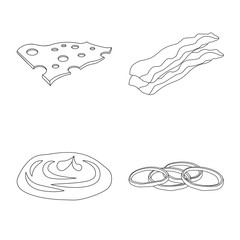 Vector design of burger and sandwich sign. Collection of burger and slice vector icon for stock.