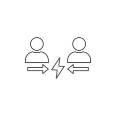 Conflict different style vector icon concept, isolated on white background