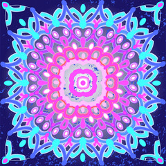 openwork ornament that mimic hand-painted in a folk style