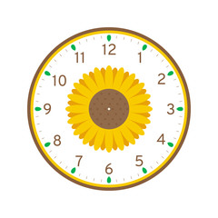 Sunflower Printable Clock Face Template Isolated on White Background