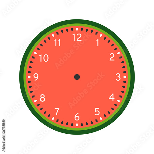 Watermelon printable clock confront template isolated upon white picture relating to Printable Clock identified as Watermelon printable clock encounter template isolated upon white