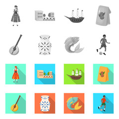 Vector design of  and historic icon. Set of  and country stock vector illustration.