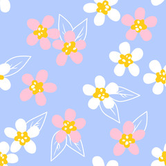 vector simple leaf flowers cute set on white