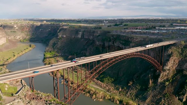 Traffic Comes and Goes From Twin Falls over this Snake River Bridge