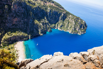 Butterfly Valley. Top view of the beach and the sea. Oludeniz / Fethiye, Turkey