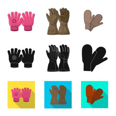 Isolated object of glove and winter sign. Set of glove and equipment stock vector illustration.