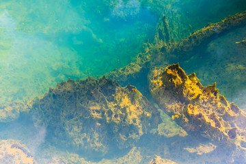 Natural hot spring in tropical deep forests in Thailand