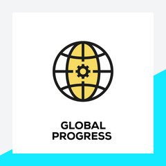 GLOBAL PROGRESS LINE ICON SET