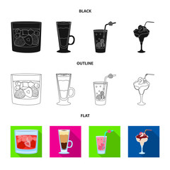 Vector illustration of liquor and restaurant symbol. Set of liquor and ingredient vector icon for stock.