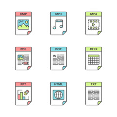 Files format color icons set