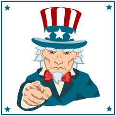 Uncle Sam wants you, points his finger isolated on white background. - 267755347
