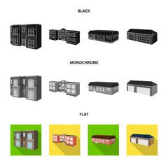 Isolated object of facade and housing sign. Collection of facade and infrastructure stock symbol for web.