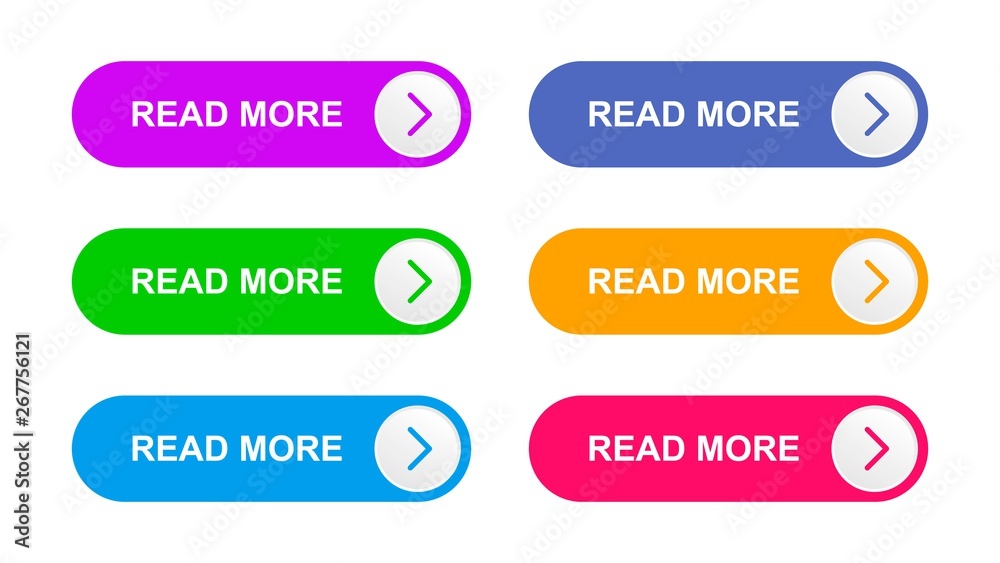 Poster ready web buttons for use in the field of web design. vector purple, green, bright blue, blue, orang
