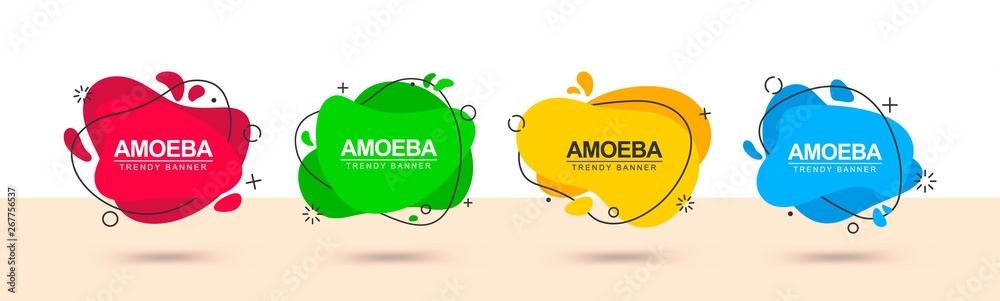 Poster modern web banners of red, green, yellow, blue color. template of color vector banners for use in ad