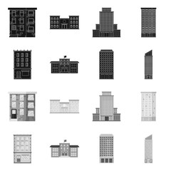 Vector illustration of municipal and center icon. Set of municipal and estate   stock symbol for web.