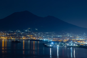 Vesuvius and the Bay of Naples by night, from Castellammare di Stabia