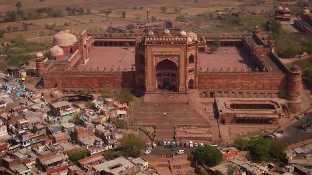 Fatehpur Sikri Abkbar's residence, India, 4k aerial