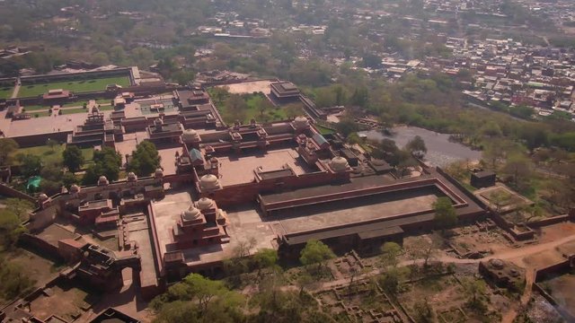 Fatehpur Sikri Abkbar's residence, India, 4k aerial