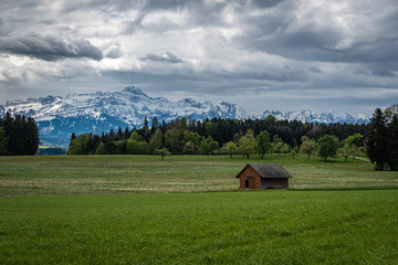Mountain of Saentis in early Spring