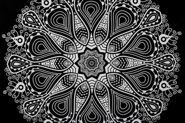 Arrière plan motif mandala noir et blanc