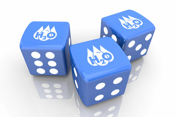 Water H20 Drinkable Clean Resource Dice Roll Take Chance 3d Illustration