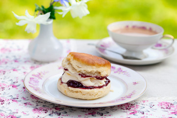 Scones with cream and jam