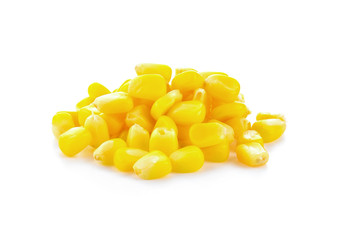 sweet corn seeds on white background