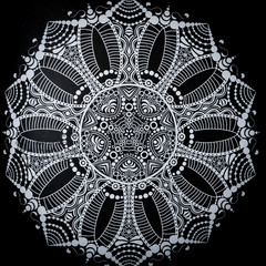 Arrière plan motif mandala noir et blanc