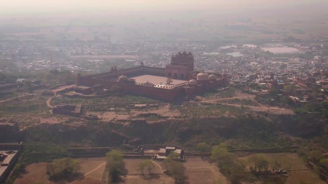 Fatehpur Sikri Abkbar's residence, India, 4k aerial