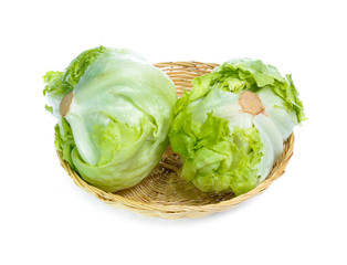 Green Iceberg lettuce on White Background