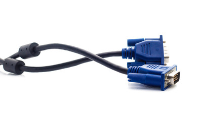 VGA monitor cables isolated on white background