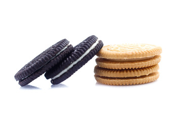 cookies with cream filling isolated on white background