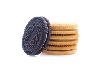 cookies with cream filling isolated on white background