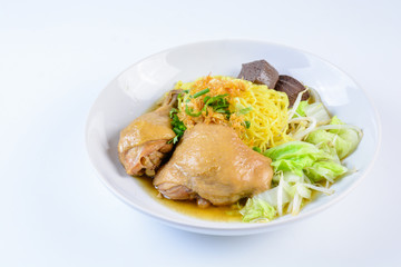 Dish with fresh homemade chicken soup, noodles and vegetables