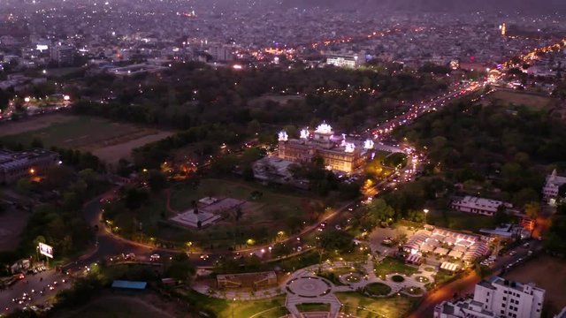 Albert Hall, Jaipur, India, 4k drone aerial footage