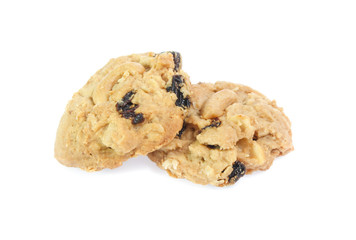 Chocolate chips cookies isolated on white