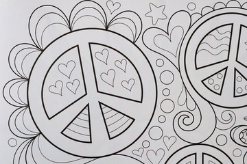 Arrière plan peace and love noir et blanc