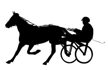 horse and jockey harness racing silhouette