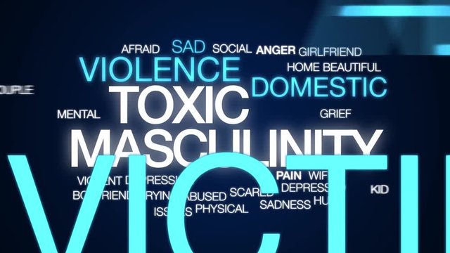 Toxic masculinity animated word cloud. Kinetic typography.
