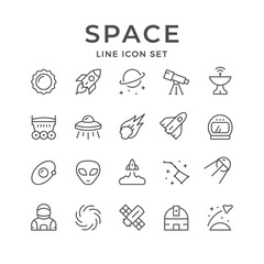 Set line icons of space