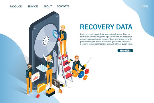 Recovery data vector website landing page design template