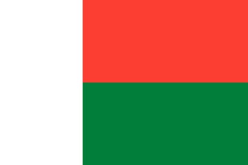Flag Of Madagascar. Ratios and colors are observed.