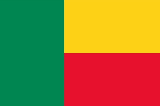 Flag Of Benin. Ratios and colors are observed.