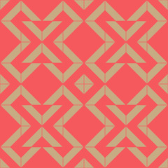 Geometric seamless pattern. Golden and red colors holiday collection. Merry Christmas and Happy New year. Abstract textured background design. Modern elegant wallpaper. Vector illustration.