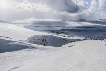 Snowy landscape of Iceland with nobody